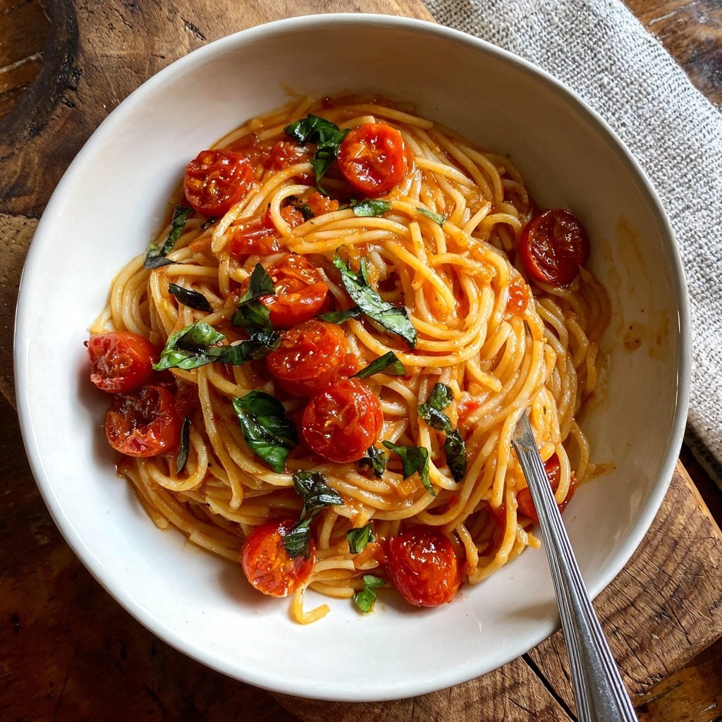 Spaghetti mit Tomaten-Basilikum-Sauce