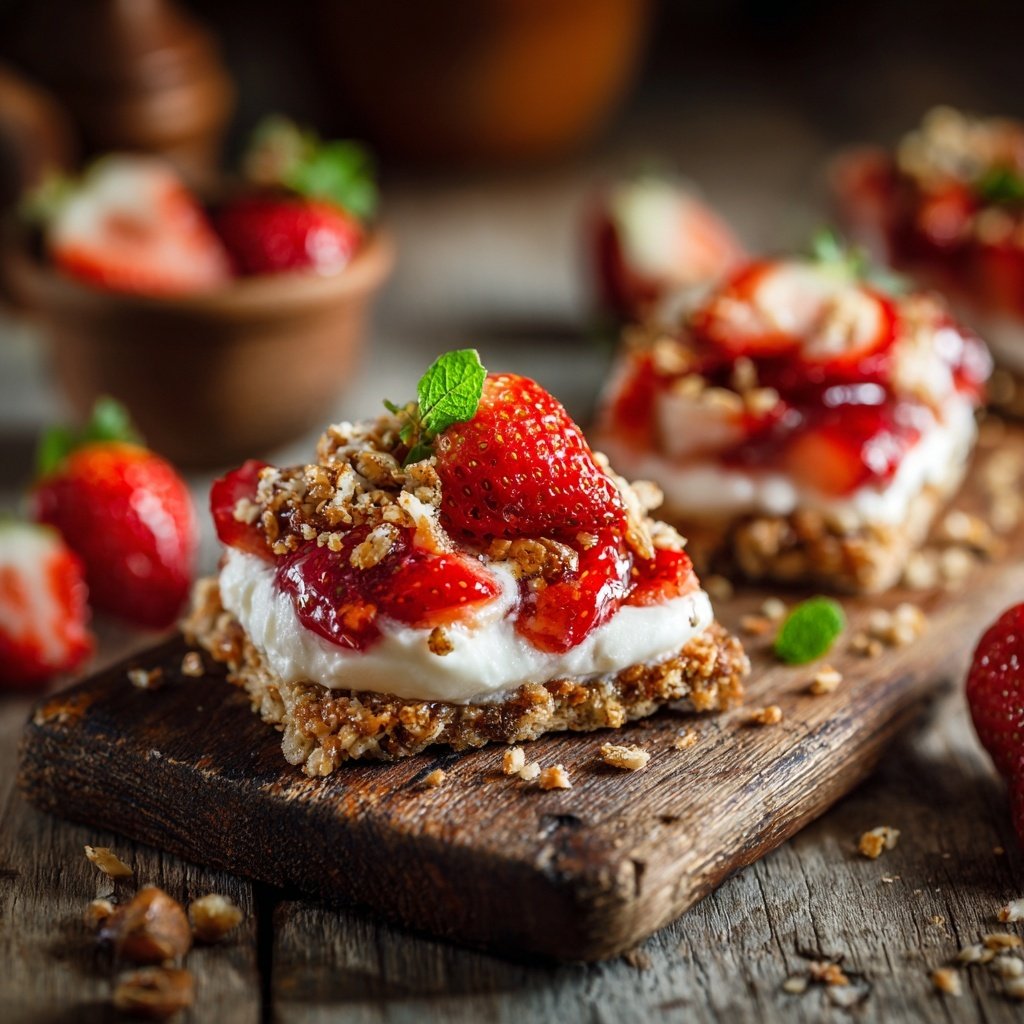 Erdbeer Joghurt Schnitten Mit Mandelboden