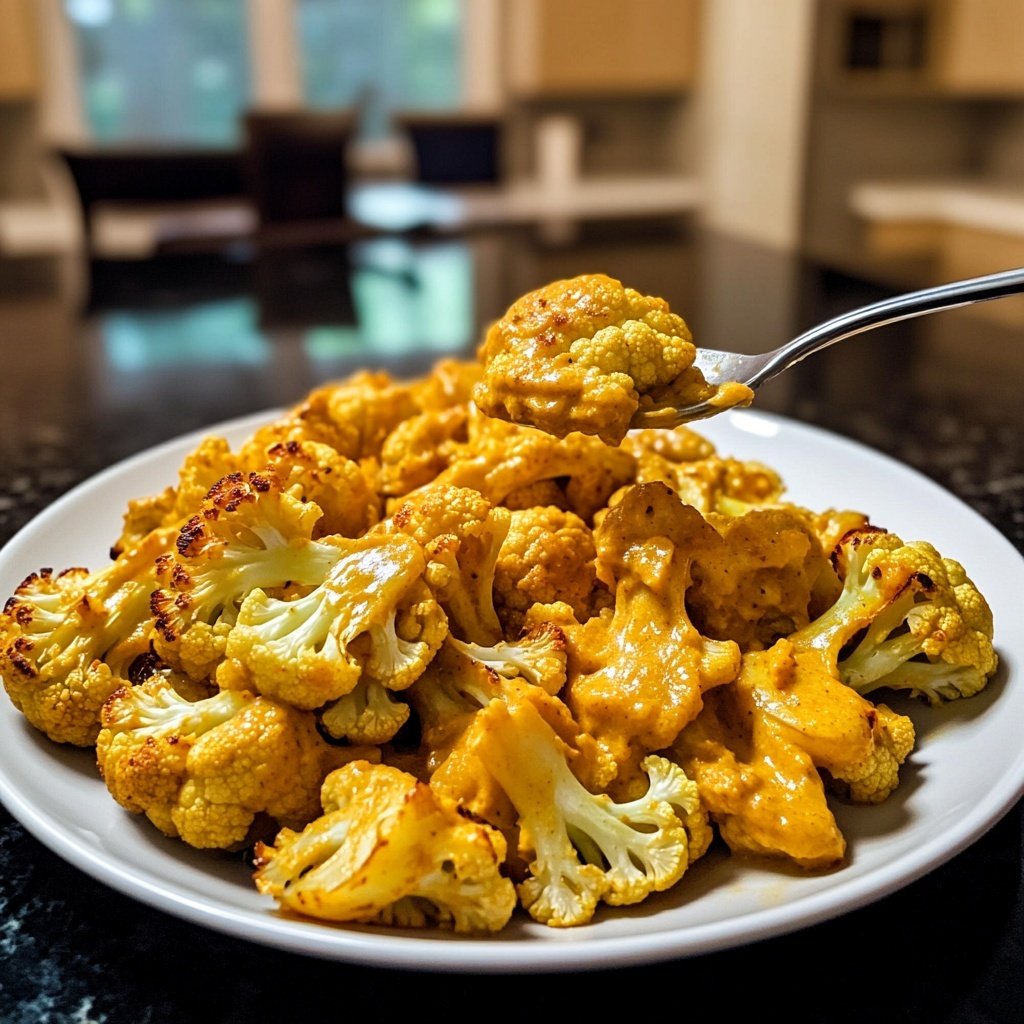 Im Ofen geschmorter Blumenkohl mit Kokos-Currysauce