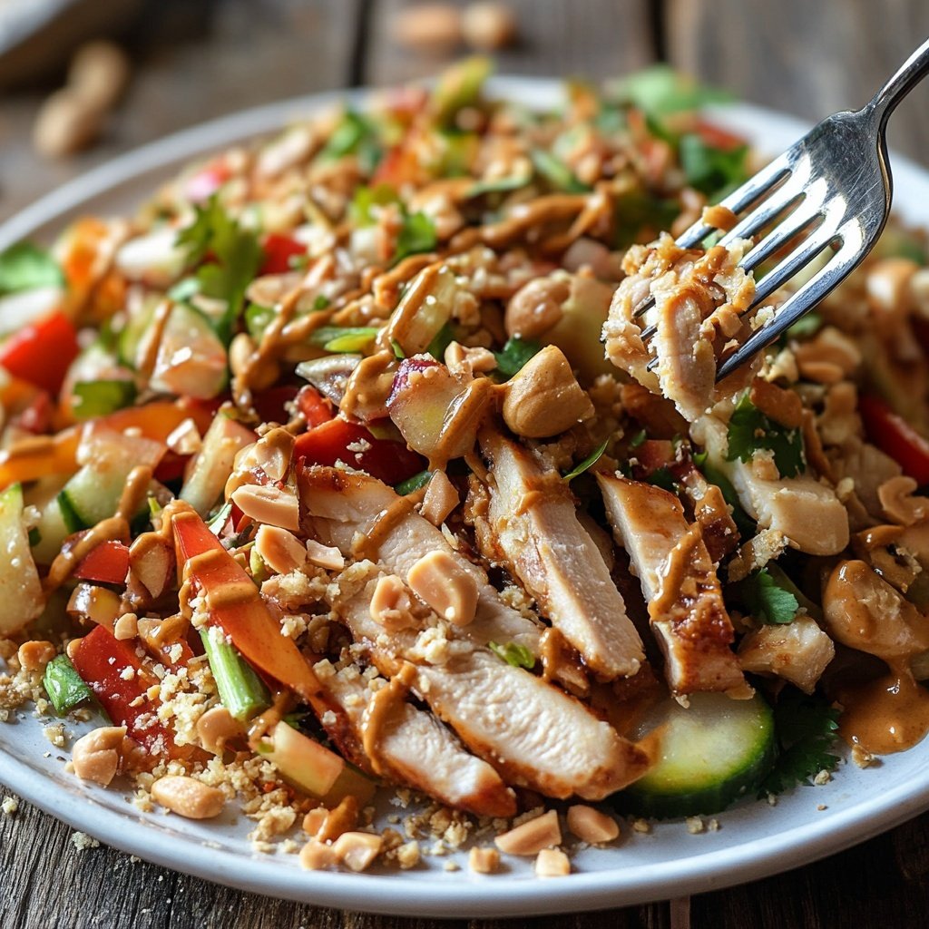 Thai Erdnuss Hähnchen Salat