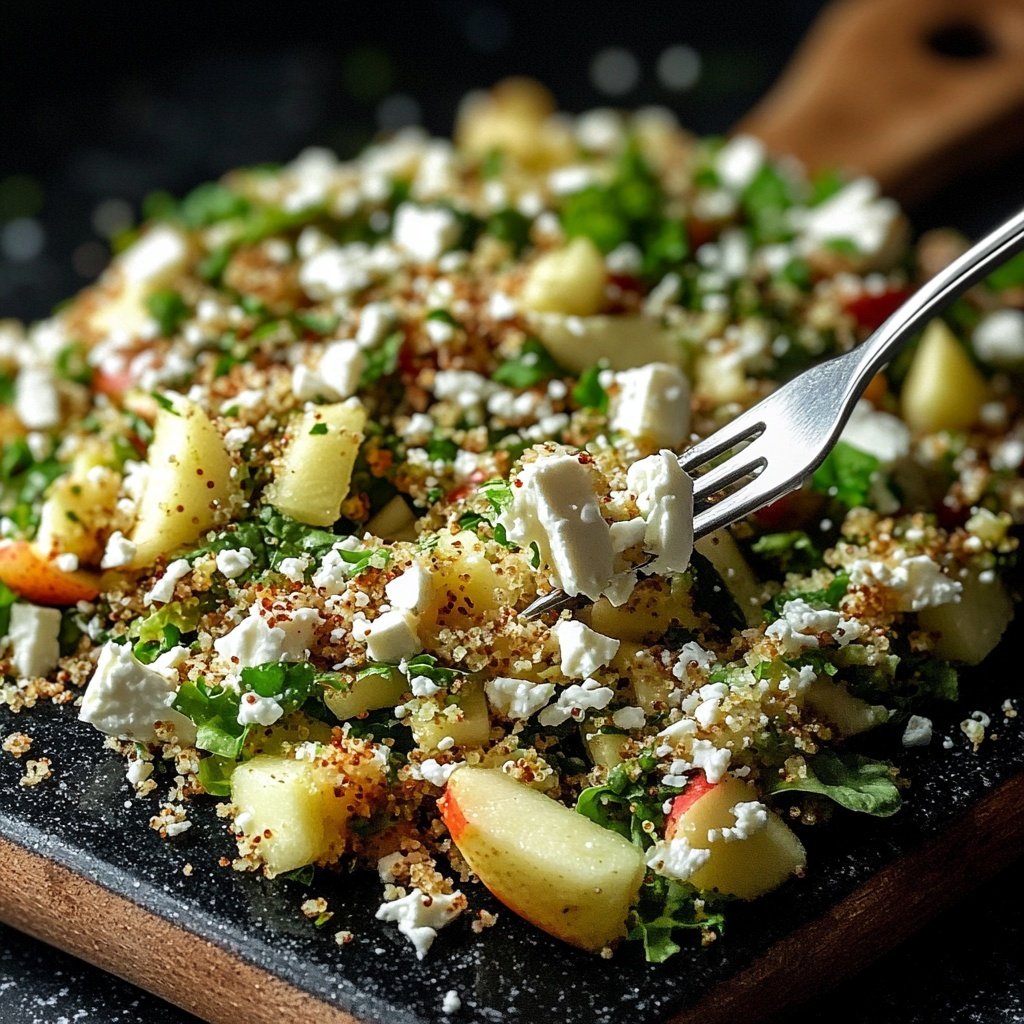 Grünkohlsalat mit Apfel und Feta
